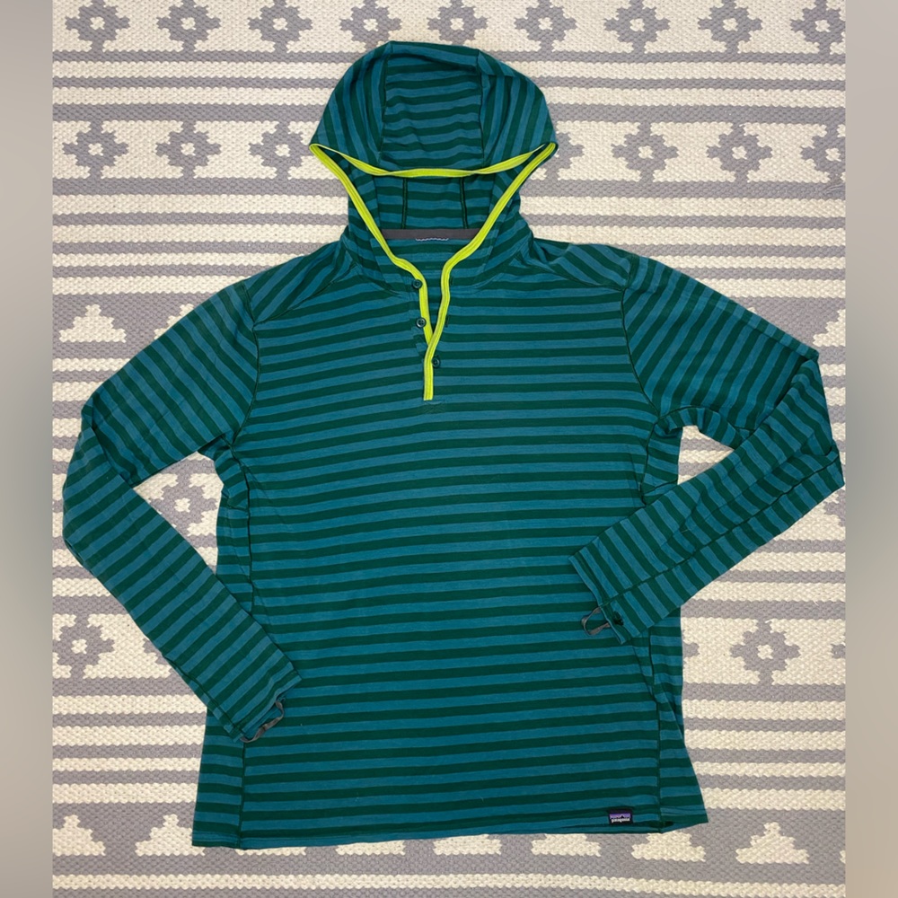 Patagonia Wool Striped Hoody base layer shirt